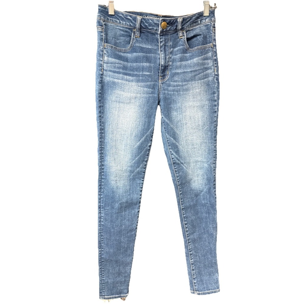 AMERICAN EAGLE Super HI RISE JEGGING Jeans Super Stretch Sz 8 Long #1258